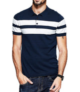 Fanideaz Branded Men’s Half Sleeve Royal Striped Polo T Shirt With No.1 Applique